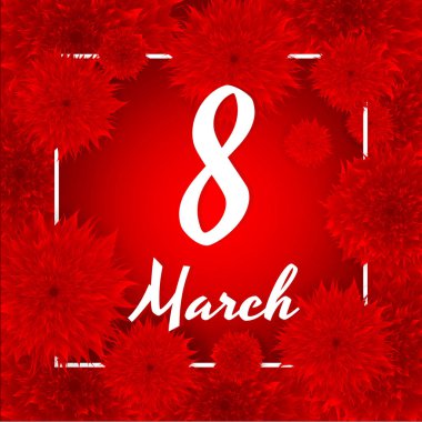 8 Mart. Kırmızı kağıt kesme çiçekler. Kadınlar s günü tebrik kartı. Mutlu anne s gün. Vektör bahar illüstrasyon.