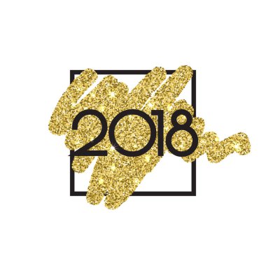 2018 yeni yıl. Metin ile parlak sparkles altın.