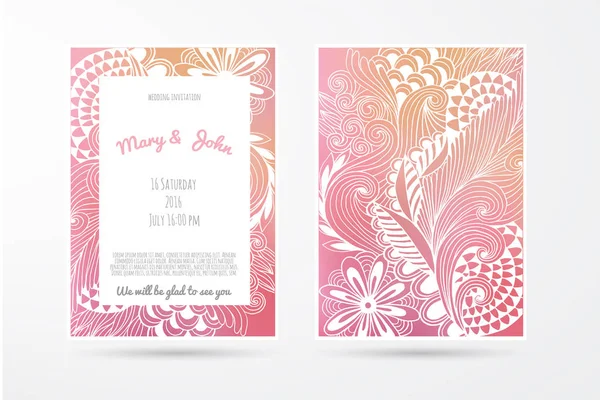 Wedding Pink Background Handmade Floral Elements Modern Wedding Collection Vector — Stock Vector