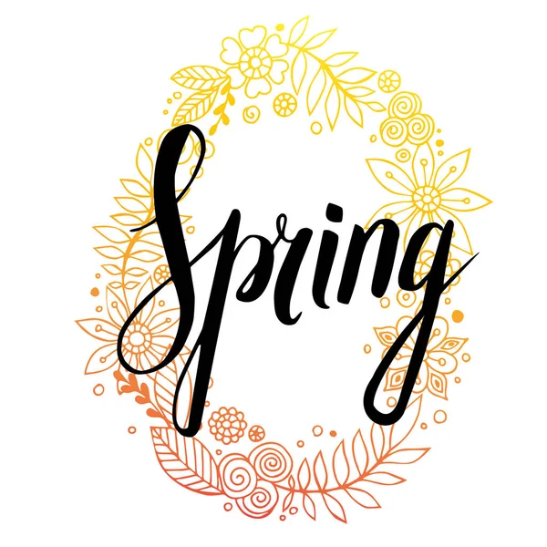 Spring wording with floral elements. — Stock Vector