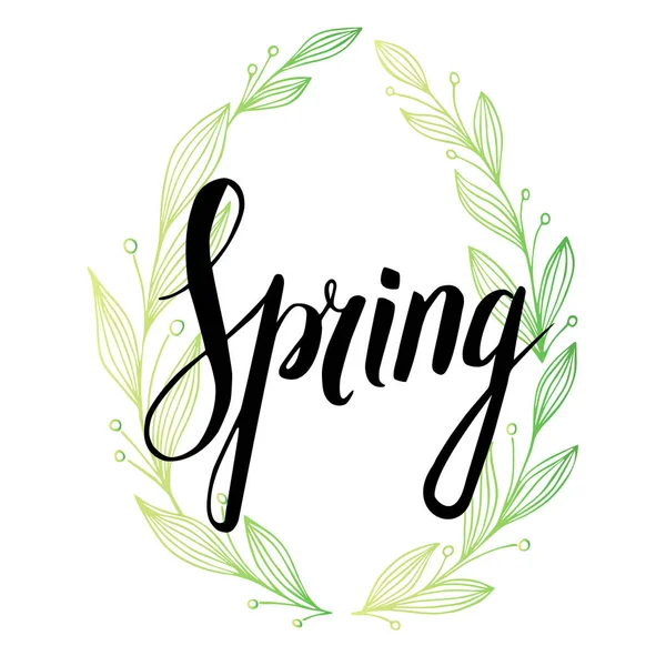 Spring wording with floral elements. — Stock Vector