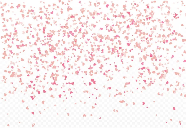 Heart confetti falling on transparent background. Valentines day card template. Vector illustration. — Stock Vector