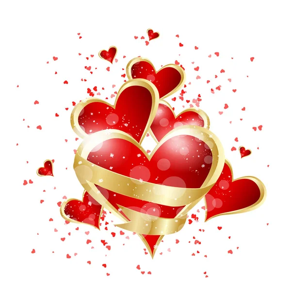 Fondo San Valentín Con Corazones Rojos — Archivo Imágenes Vectoriales