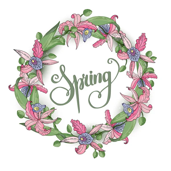 Fondo Primavera Con Flores Ilustración Vectorial — Vector de stock