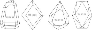 Geometrik polihedron, çerçeve kenarlığı ile kopya alanı kümesi. Art deco tarzında modern soyut vektör arka planlar.