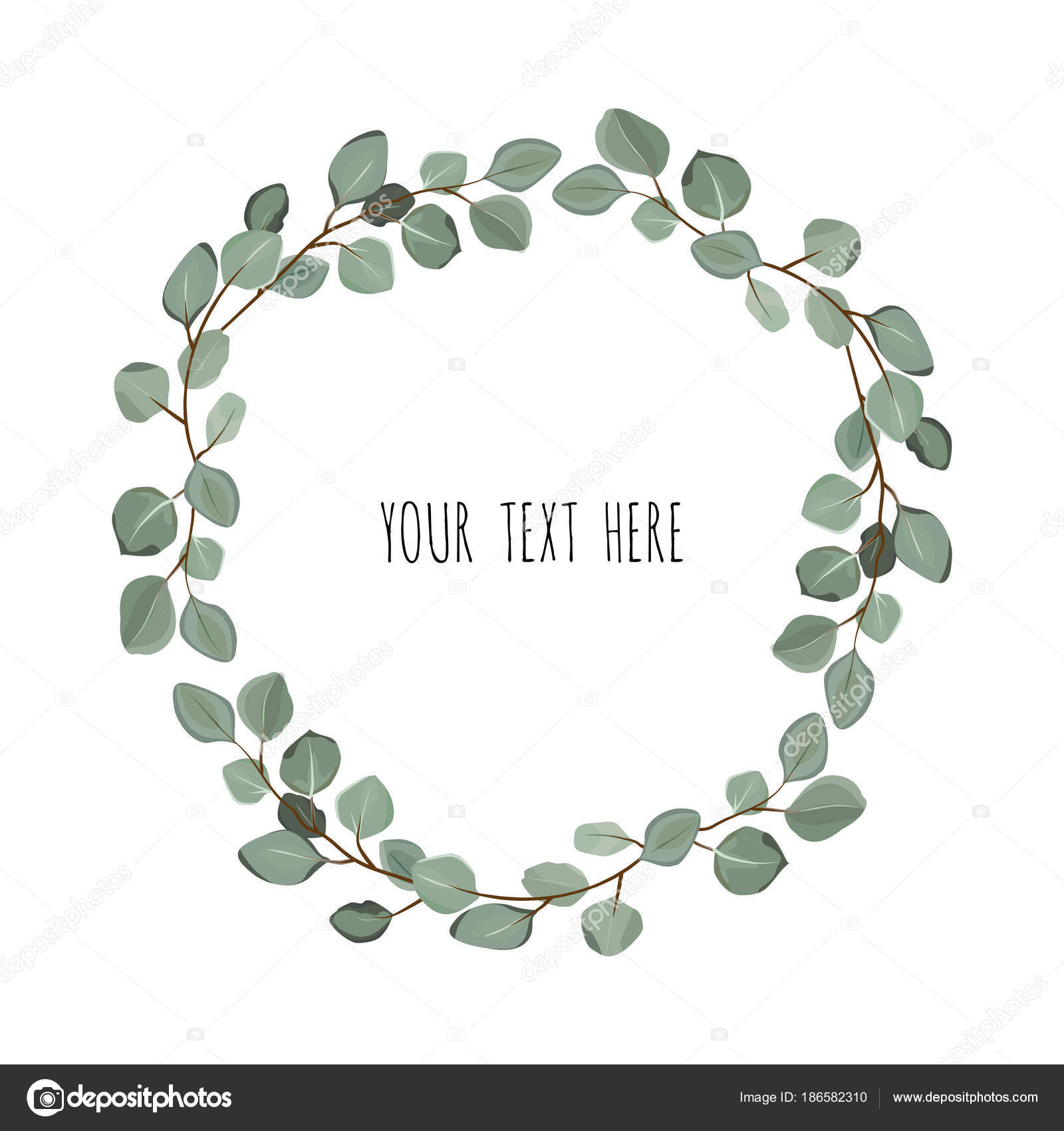 Download Floral Wreath Green Eucalyptus Leaves Frame Border Copy ...