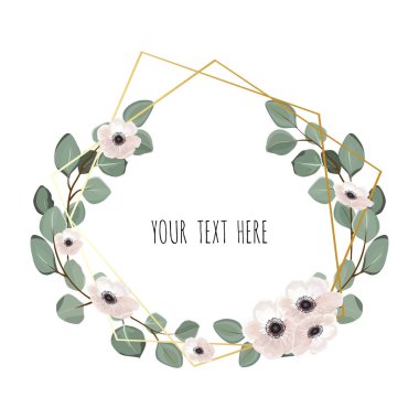 Şık çiçek vektör tasarımı yuvarlak çerçeve. Vektör çizim.