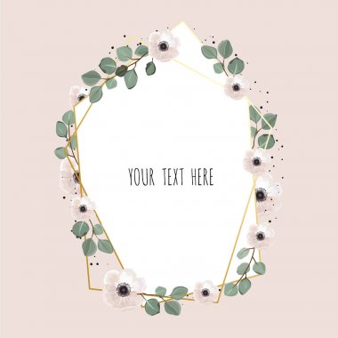 Yeşil okaliptüs yaprakları ve çiçekleri ile çiçek çelenk
