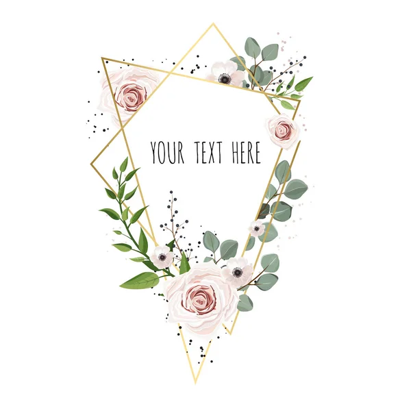 Diseño Tarjeta Vector Floral Con Elegante Corona Ramo Con Flores — Vector de stock