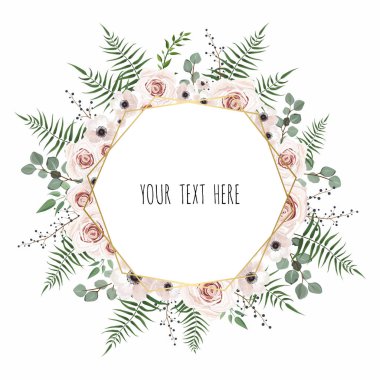 Metin için yer ile çiçek vektör çerçeve.