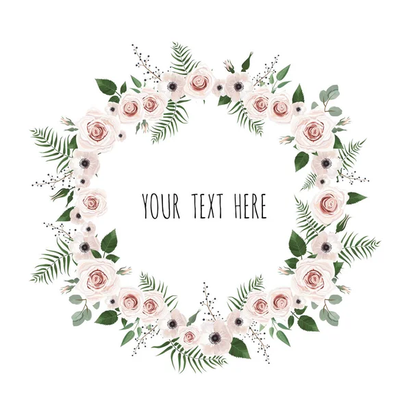 Floral Vector Frame Place Text — Stock Vector