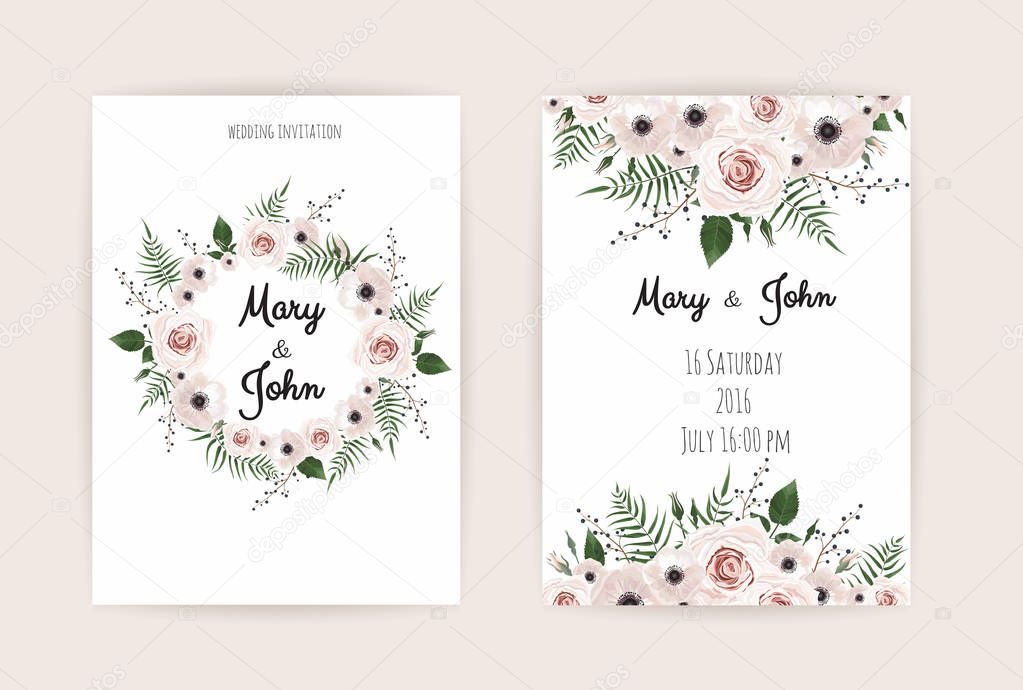 Wedding Invitation, modern card Design. Vector elegant watercolor rustic template.EPS10