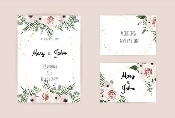 Πρόσκληση Διάνυσμα Χειροποίητο Floral Στοιχεία Προσκλητήρια Γάμου Floral Στοιχεία — Διανυσματικό Αρχείο