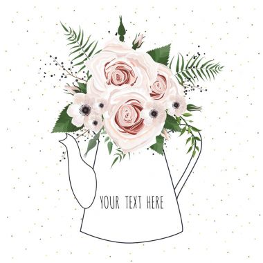 Klasik kart için bahar çiçeği buketi. Vektör illüstrasyonu