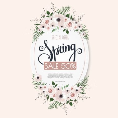 Güzel çiçekli bahar satışı arka planı