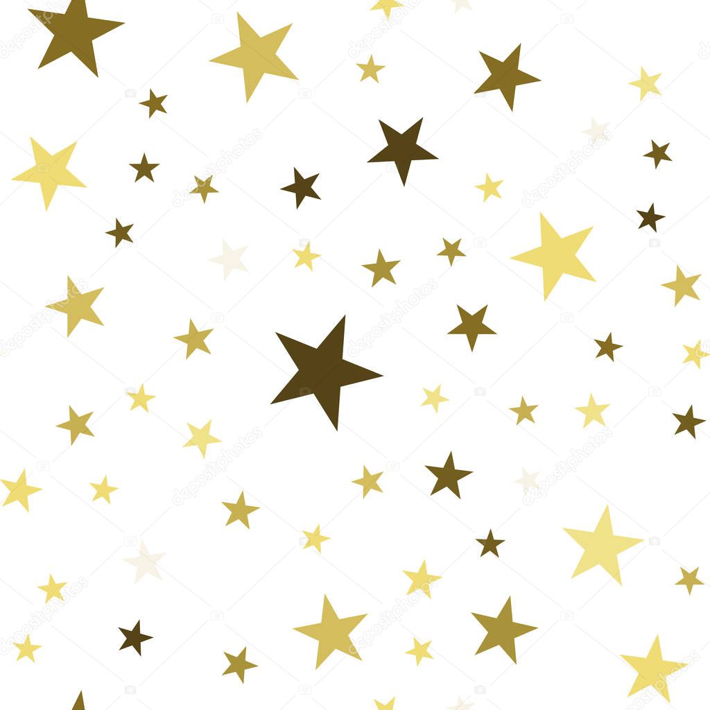 Seamless pattern with chaotic stars. Vector repeating texture