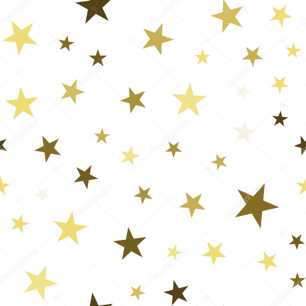 Seamless pattern with chaotic stars. Vector repeating texture