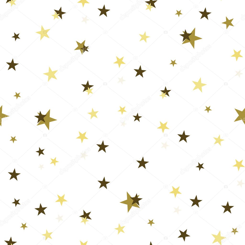 Seamless pattern with golden stars isolated on white background
