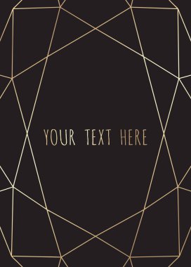 Altın çokgen çerçeve, geometrik, elmas şekiller.