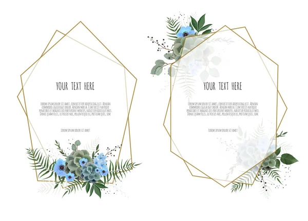 Conjunto de tarjeta botánica con flores silvestres, hojas. Concepto de adorno de primavera. Cartel floral, invitar . — Archivo Imágenes Vectoriales