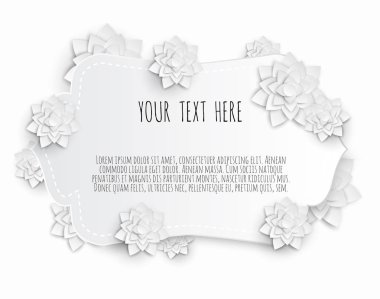 Beyaz arka plan üzerinde izole kağıt sanat çerçeve çiçek