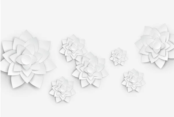 Papier Monochrome Art Fond Floral — Image vectorielle