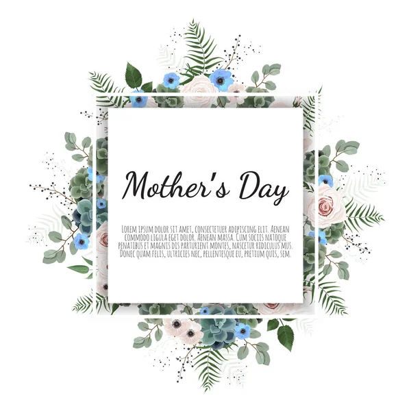 Mother s day greeting card with flowers background — Stock Vector