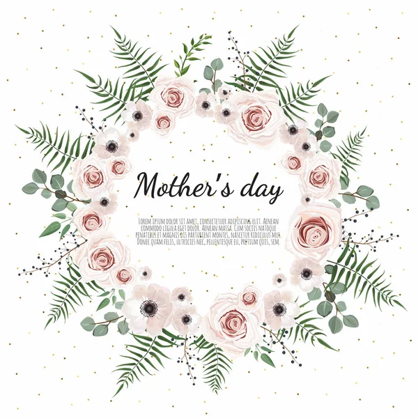 Mother s day greeting card with flowers background — Stock Vector