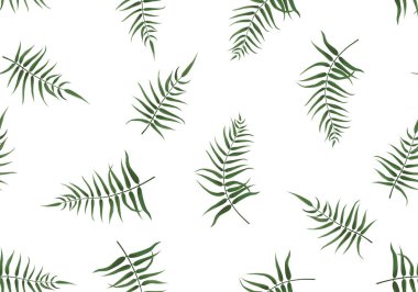 Beyaz arka plan üzerinde izole yeşil yaprakları yapılmış çiçek seamless modeli