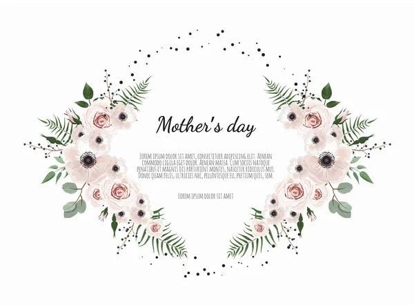 Mother Day Greeting Card Flowers Background Vector Illustration — Stock Vector