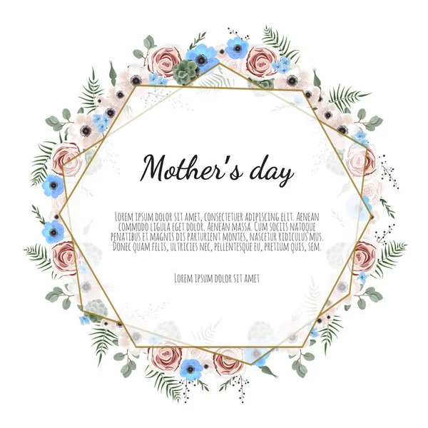 Mother Day Greeting Card Flowers Background Vector Illustration — Stock Vector