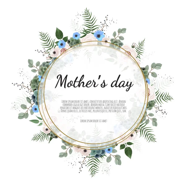 Dia Mãe Cartão Saudação Com Flores Fundo Ilustração Vetorial —  Vetores de Stock