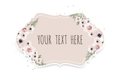 Vektör kümesi. Vintage etiketleri çiçekli. Kopya alanı ile çerçeve kenarlığı.