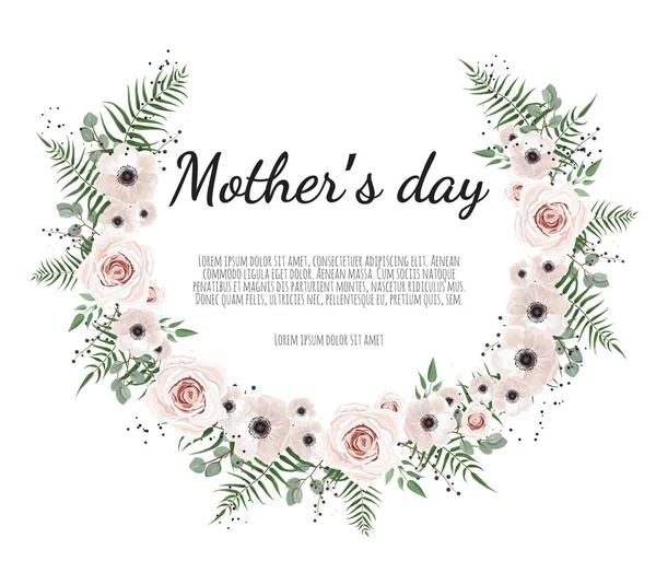 Mother Day Greeting Card Flowers Background — Stock Vector