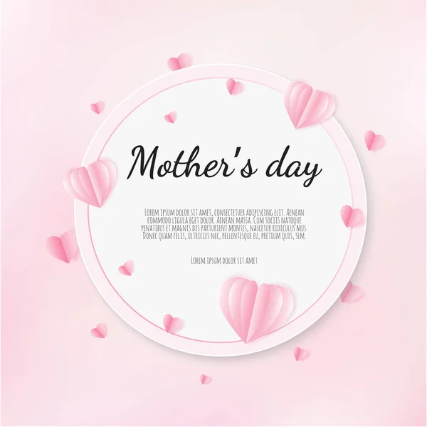 Happy Mother Day Greetings Design Paper Hearts Background — Stock Vector