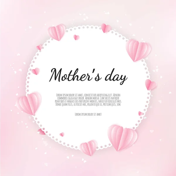 Happy Mother Day Greetings Design Paper Hearts Background — Stock Vector
