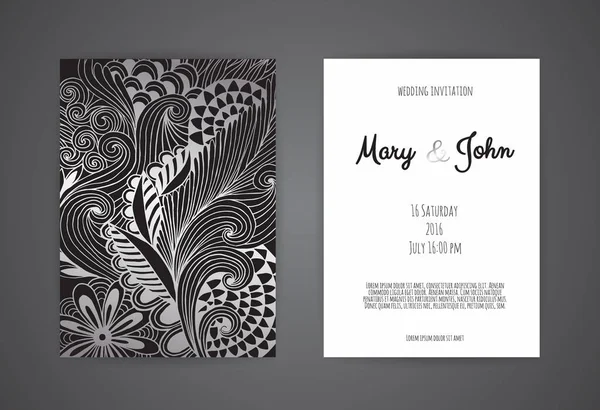 Modèles Invitation Mariage Vintage Design Couverture Avec Des Ornements Feuilles — Image vectorielle