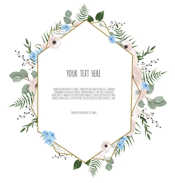Vector Floral Design Card Greeting Postcard Wedding Invite Template Elegant — Stock Vector