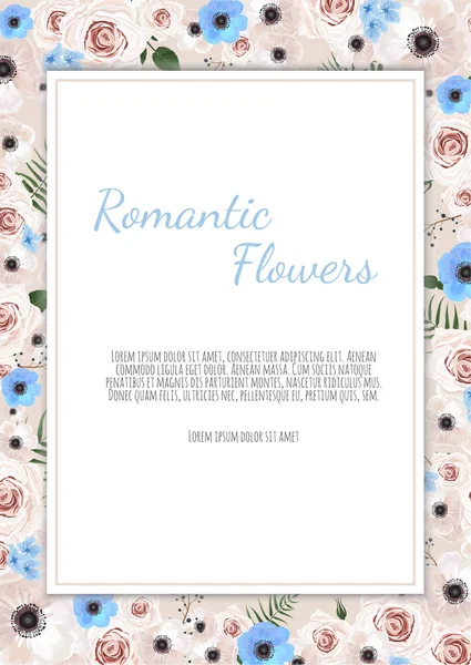 Cartão Design Floral Vetorial Saudação Modelo Convite Casamento Postal Quadro — Vetor de Stock