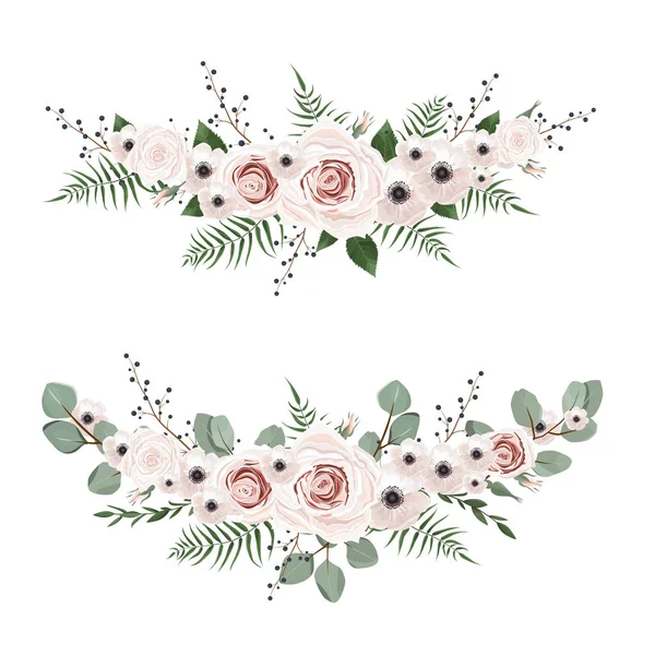 Conjunto Flores Vectoriales Colección Floral Colorida Con Hojas Flores Diseño — Vector de stock