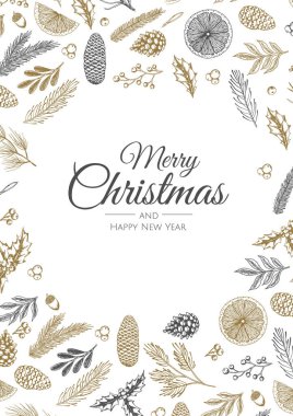 Mutlu noel arkaplanı ve noel unsuru. Vektör illüstrasyonu