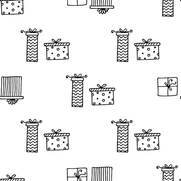 Απρόσκοπτη διανυσματικό μοτίβο με κουτιά δώρου. Ταπετσαρία, υφάσματα, περιτύλιγμα, κάρτα, εκτύπωση σε ρούχα — Διανυσματικό Αρχείο