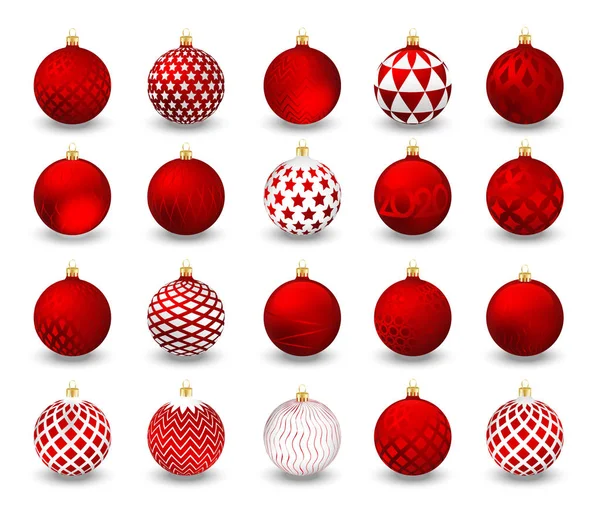 Sorozata díszítő karácsonyi labdák elszigetelt fehér background, illusztráció. — Stock Vector