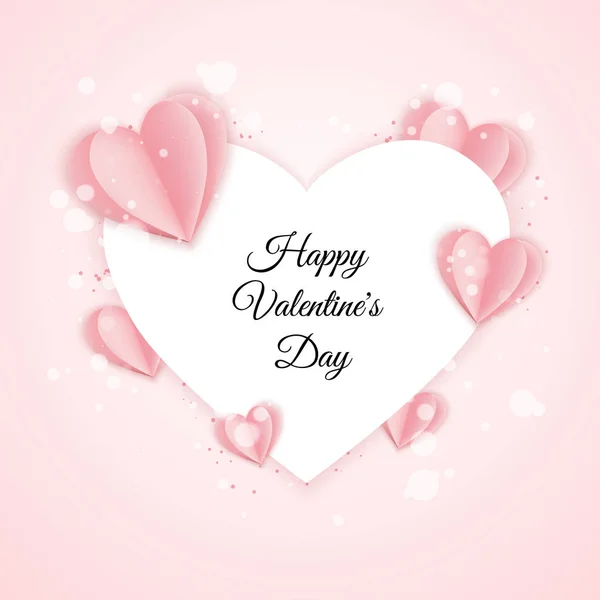 Alla hjärtans dag koncept bakgrund. Rosa pappershjärtan. Söt kärlek försäljning banner eller gratulationskort — Stock vektor