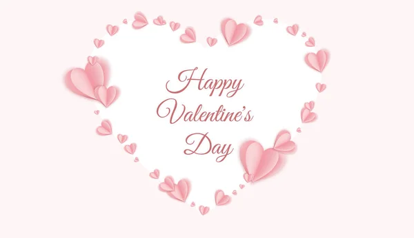 Valentine s day concept background. Pink paper hearts. Cute love sale banner or greeting card — 스톡 벡터