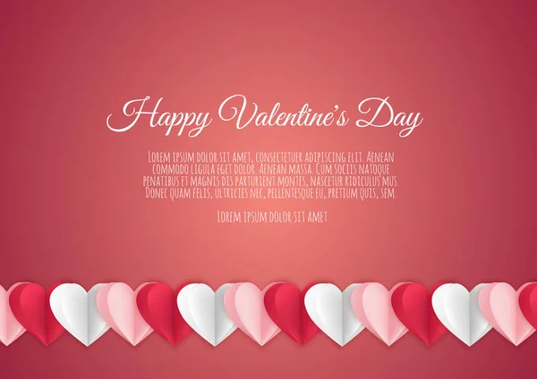 Valentijnsdag concept achtergrond. Roze papieren hartjes. Leuke liefde verkoop banner of wenskaart — Stockvector