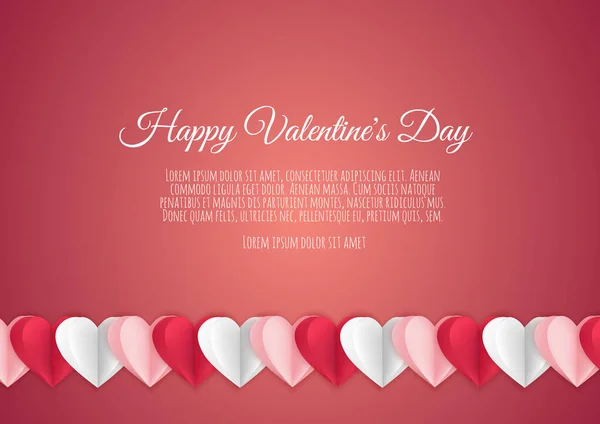 Concepto de San Valentín fondo. Corazones de papel rosa. Lindo amor venta banner o tarjeta de felicitación — Vector de stock