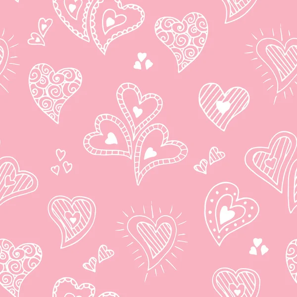 Милий каракулі безшовний візерунок для святого Валентина день з сердечками — стоковий вектор