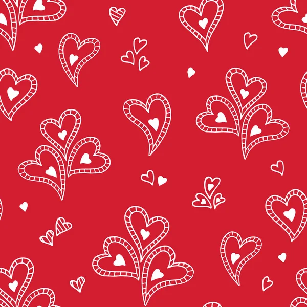 Милий каракулі безшовний візерунок для святого Валентина день з сердечками — стоковий вектор