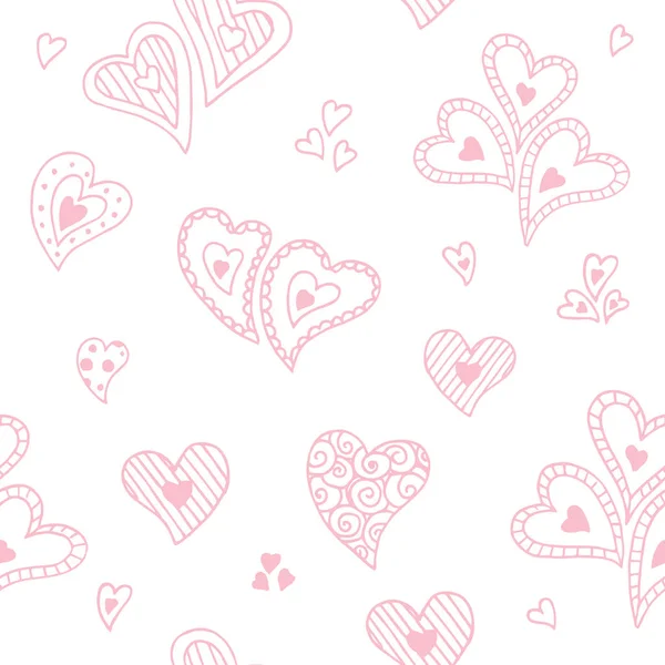 Lindo patrón sin costuras garabato para st. Día de San Valentín con corazones — Archivo Imágenes Vectoriales